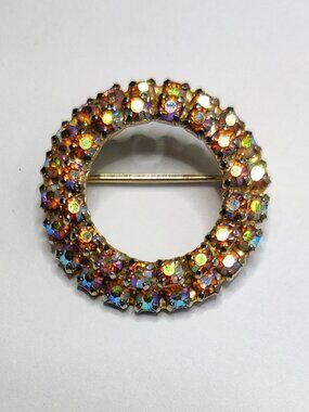 Vintage MCM Aurora Borealis Crystal Brooch